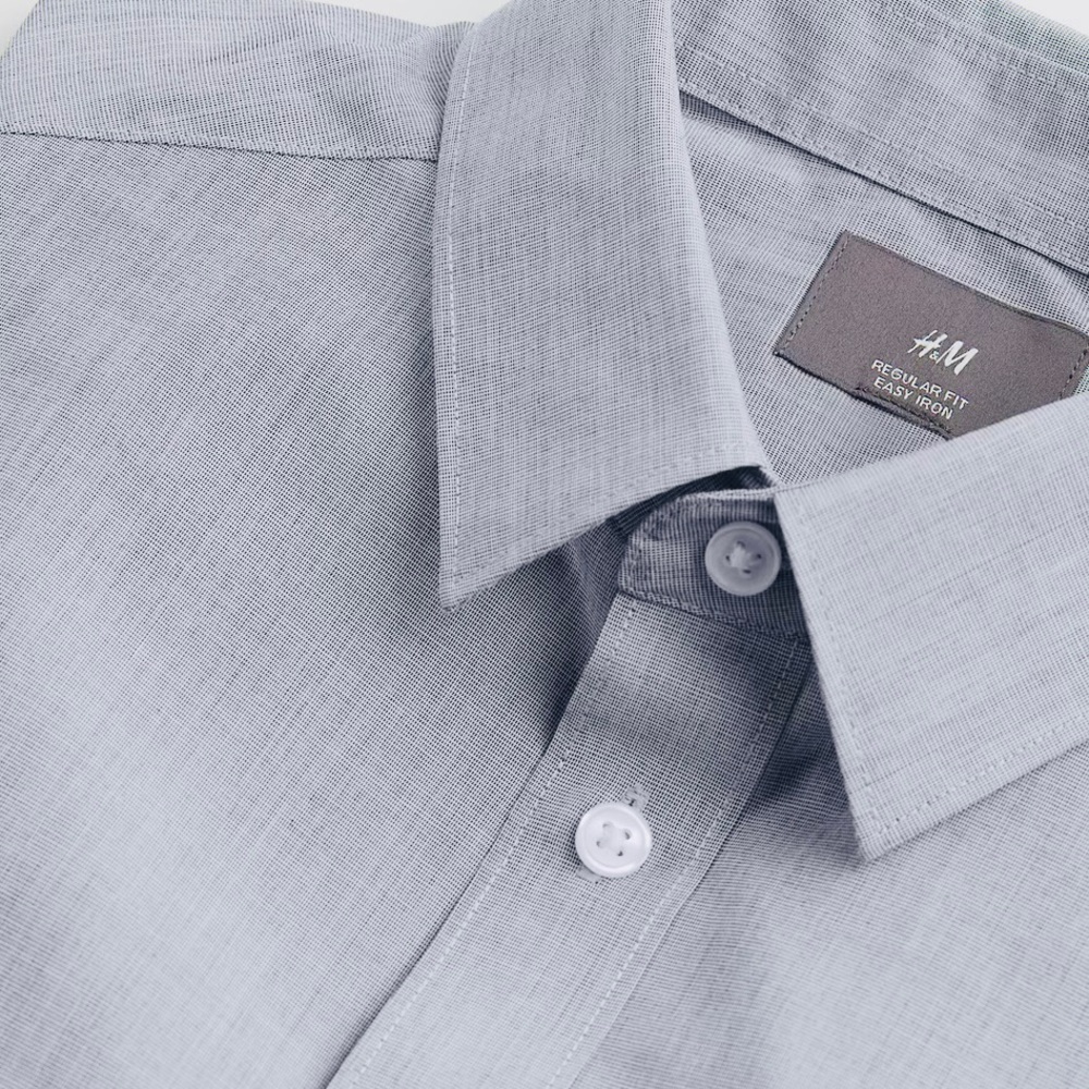 H&M mens long sleeve slim fit Dress Shirt grey gray button down size large NWOT